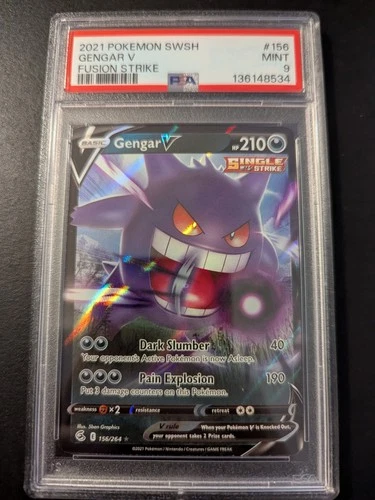 2021 POKEMON SWORD & SHIELD FUSION STRIKE #156 GENGAR V PSA 9