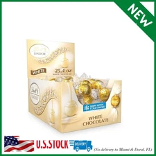 60 Count Lindt LINDOR White Chocolate Candy Truffles, White Chocolate Candy with