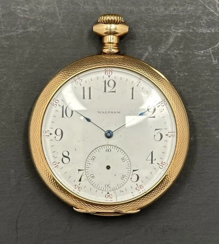 Antique Open Face Waltham Pocket Watch CWC Gold Fill Case Royal 12s Needs TLC