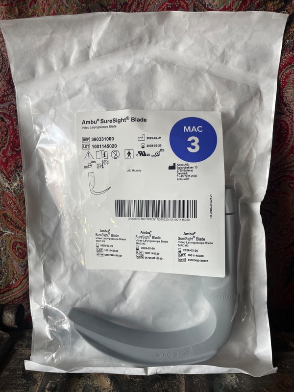 Ambu SureSight MAC 3 Blade NEW Sealed Video Laryngoscope Blade Ref # 390331000