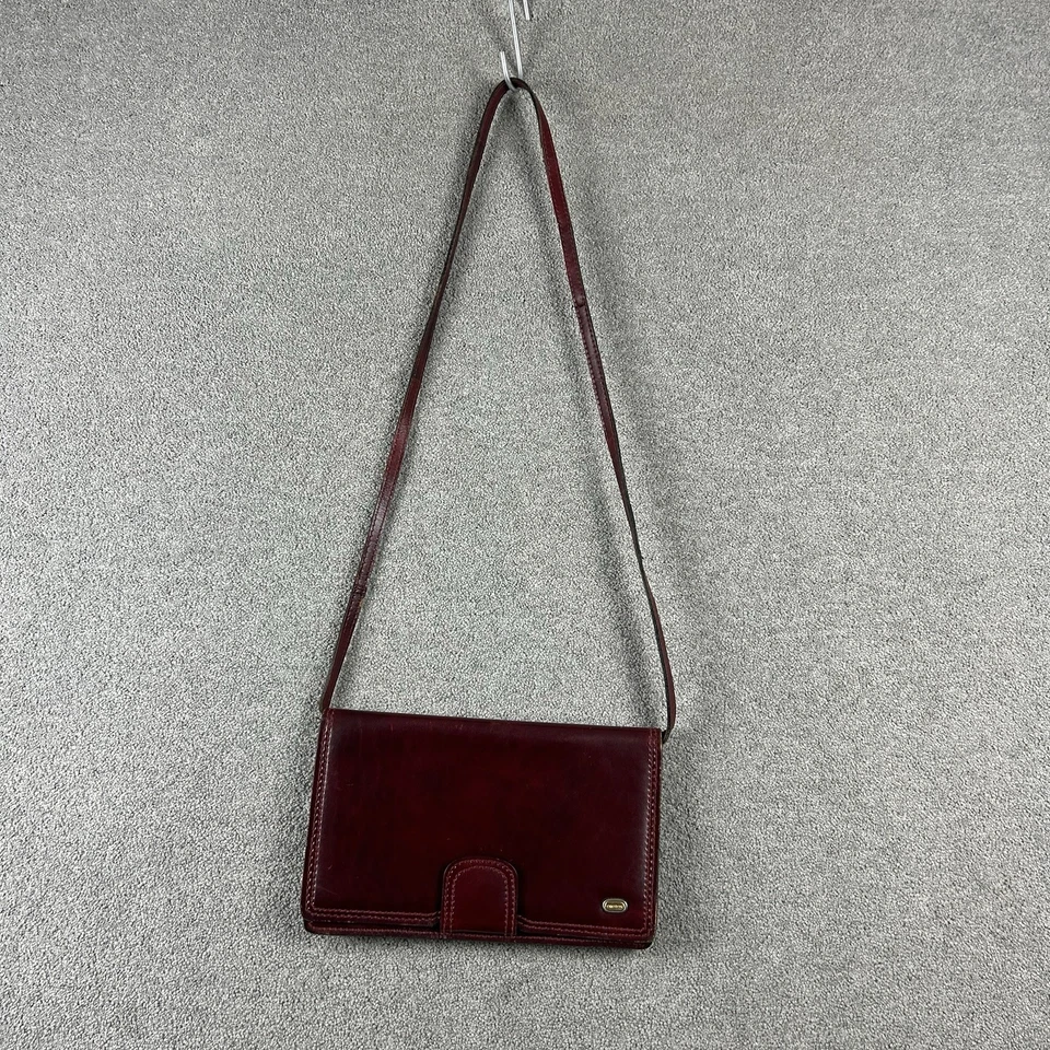 Oroton Women’s Vintage Shoulder Bag Burgundy Leather Crossbody Made in Italy - Image 2 of 4