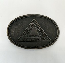 BTS Vintage 1978 Solid Brass Telephone Pioneers of America Belt Buckle