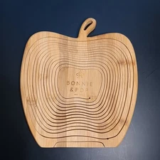 Bonnie and Pop Bamboo 3-D Apple Shaped Collapsible Basket Charcuterie Board