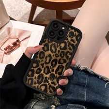 Leopard Print Soft Case for iPhone 16 15 14 13 12 11 Pro Max X XR 7 8 Plus Cover