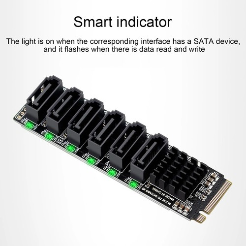 M.2 To SATA3.0 Adapter Card 6Gbps M.2 PCIE To SATA Expansion Card with Indicator - 第 1/11 張圖片