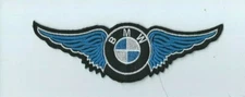 NEW 1 7/8 X 5 7/8 INCH BMW BLUE WINGS IRON ON PATCH FREE SHIPPING 