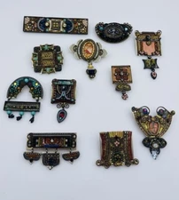 Ayala Bar Vintage Hand Made Silver Tone Collection Of 11 Costume Pins