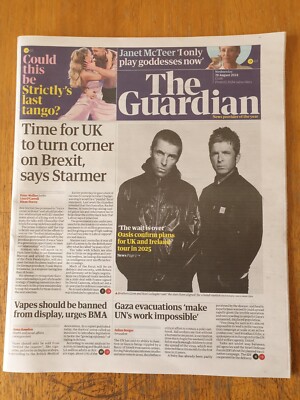 The Guardian, 28th August 2024 - Oasis Reform For First Live Shows In 16 Years