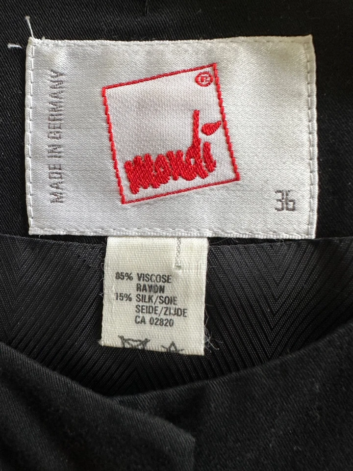 Винтажный MONDI куртка и юбка костюм вискозы и шелка золото кнопка с подкладкой черный 36/6 - Изображение 4 из 4