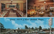 Portland OR Elmers Colonial House of Pancakes Restaurant Multi View postcard JQ8