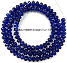 AAAA RAREST Blue Sapphire Smooth Rondelle Beads Polished 6-7.MM Gemstone Beads.