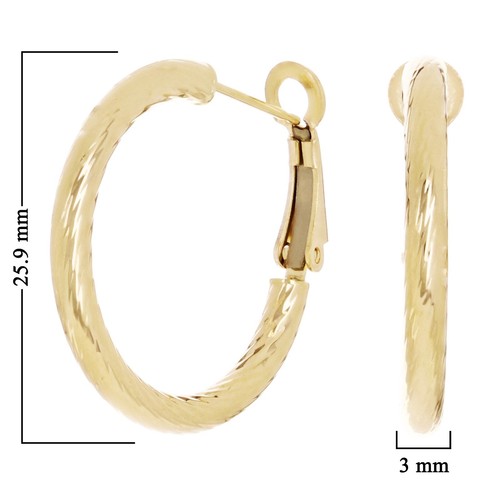 Italian 14k Yellow Gold Twisted Round Hoop Earrings 1" 3mm 2.7 grams - Picture 4 of 5