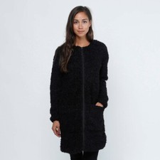 Noisy May Women's Black Teddy Shearling Faux Fur Zip Coat, Size M (8-10) Bnwt