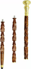 Handmade Brass Victorian Handle Brown Designer carved Wooden walking stick