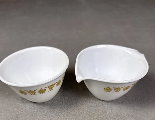Vintage Corelle by Corning BUTTERFLY GOLD Creamer and Sugar Bowl Set