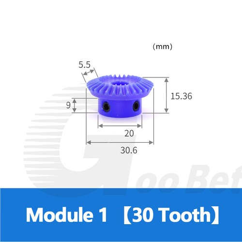 Module 1 1.5 2 Straight Bevel Gear Ratio 1:2 15 18 20 30 36 40 Tooth Nylon Blue - Picture 14 of 23