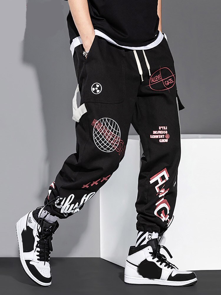 Men Sport Trousers Joggers Pant Hip Hop Techwear Streetwear