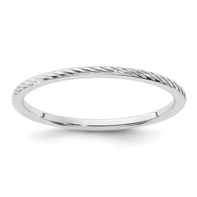 14K Weißgold 1,2 mm gedrehter Draht Muster vorsteckbarer Bandring für Damen Größe 7,5