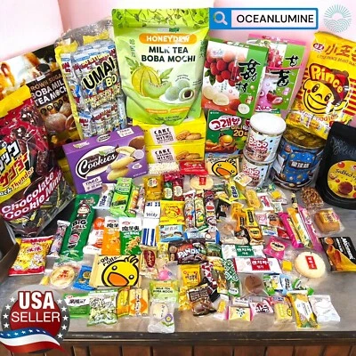 155 Piece Snack Box Asian Japanese Chinese Korean Variety Savory Treats Samples - Image 1 of 4