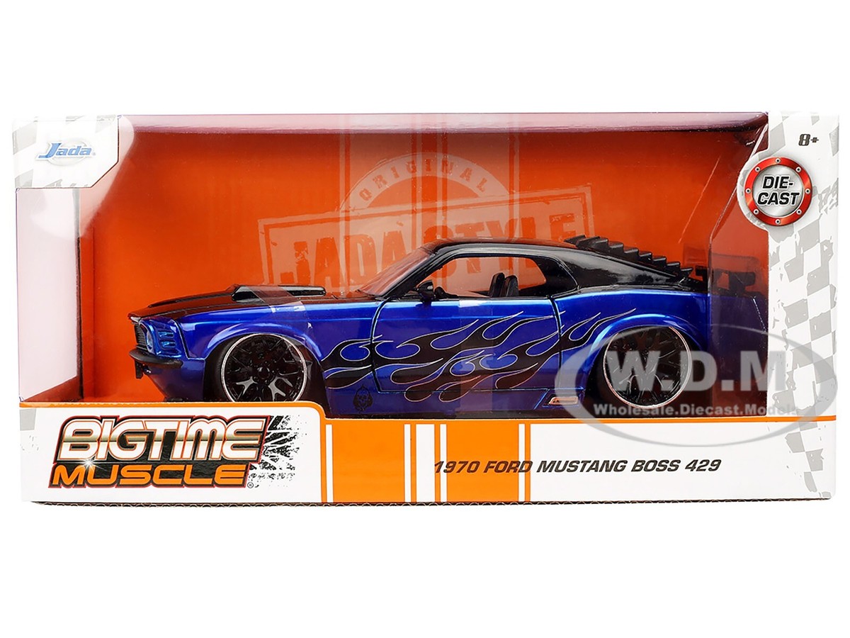 1970 FORD MUSTANG BOSS 429 BLACK & BLUE 1/24 DIECAST MODEL