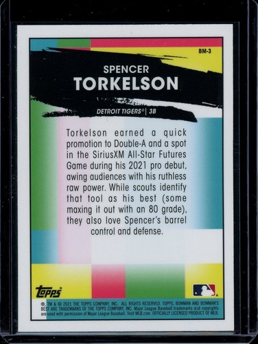 2021 Bowman's Best ~ Spencer Torkelson ~ Masterpieces ~ #BM-3 ~ Detroit Tigers - Picture 2 of 2
