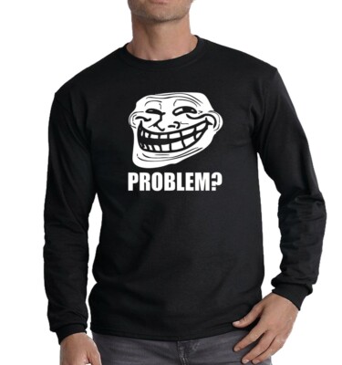 Troll Face Meme Problem? Langarmshirt Herren Gamer Web Geek Lustig Witz Oberteil