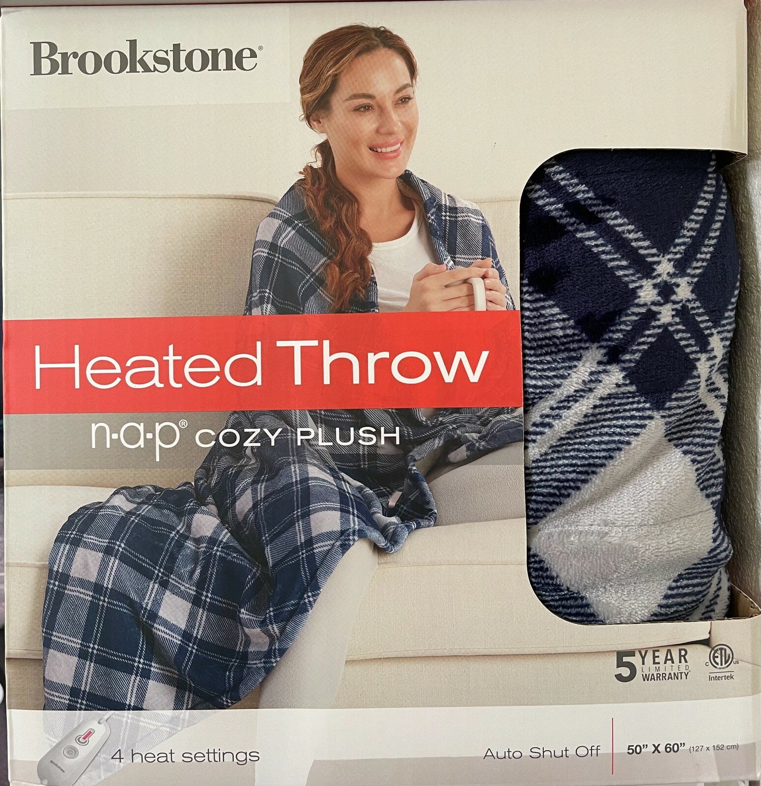 Brookstone 50 x 60 Blue Electric Heated Throw W/Remote 4 Heat Settings  for sale online | eBay