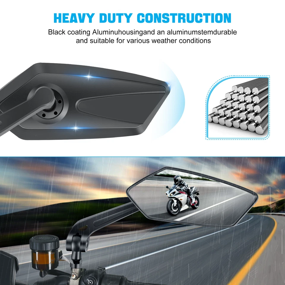 Espejos retrovisores laterales negros para moto Triumph Street Triple R S 600 765 675 Foto 4 de 4