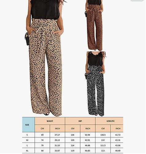 ECOWISH Womens Cotton Soft Palazzo Wide Leg Pant w/ Pockets High Waist Large - Picture 5 of 8