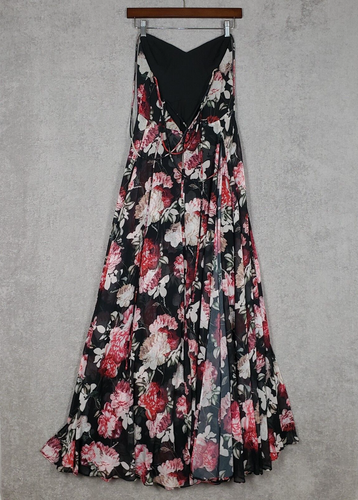 Fame and Partners X Free People Dress XS Khoo Floral Maxi Black Strappy Romantic - Picture 9 of 11