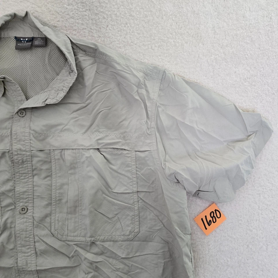 White Sierra Shirt Button Down Short Sleeve Collar Outdoor Vented Pockets READ - Image 4 of 4