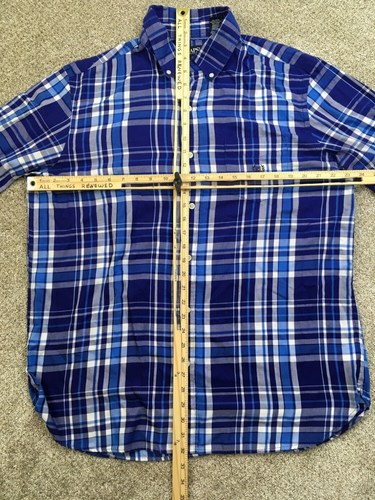 Chaps Ralph Lauren Shirt Men's Large Blue White Plaid Flannel Long Sleeve - Picture 3 of 9