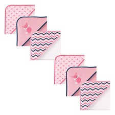 Luvable Friends Infant Girl Cotton Terry Hooded Towels, Foxy 6-Piece, One Size