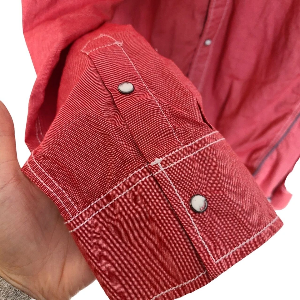 Camisa BKE Para Hombres 3XL Roja Mangas Largas Ajuste Atlético Frontal a Presión Bolsillos Occidental Foto 4 de 4