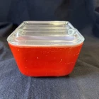 Vintage Pyrex 501 Red Glass Refrigerator Dish Container with Lid