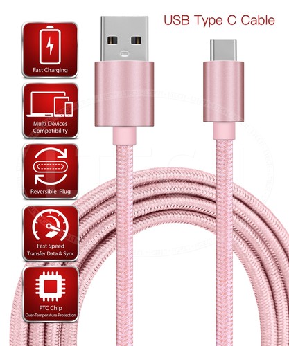 Cavo di ricarica per Sony Xperia XA1 Plus caricatore USB tipo C cavo dati intrecciato - Foto 4 di 21