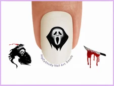 Nail Art H743 Halloween Scream Mask Blood Scary WaterSlide Nail Decals Transfers