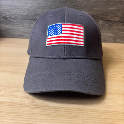 USA Hat Cap Snap Back Gray American Flag One Size Adjustable