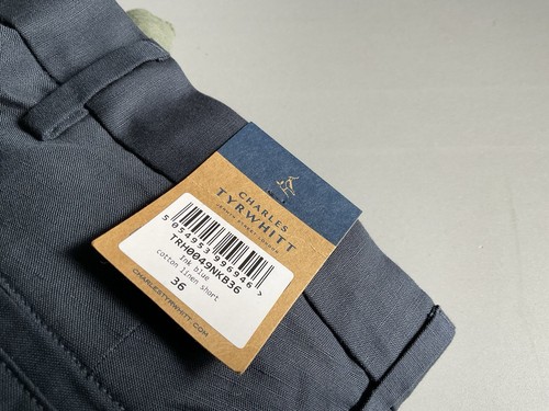 CHARLES TYRWHITT Men Ink Blue LINEN Cotton SHORTS, WAIST 36 NEW - Picture 7 of 8