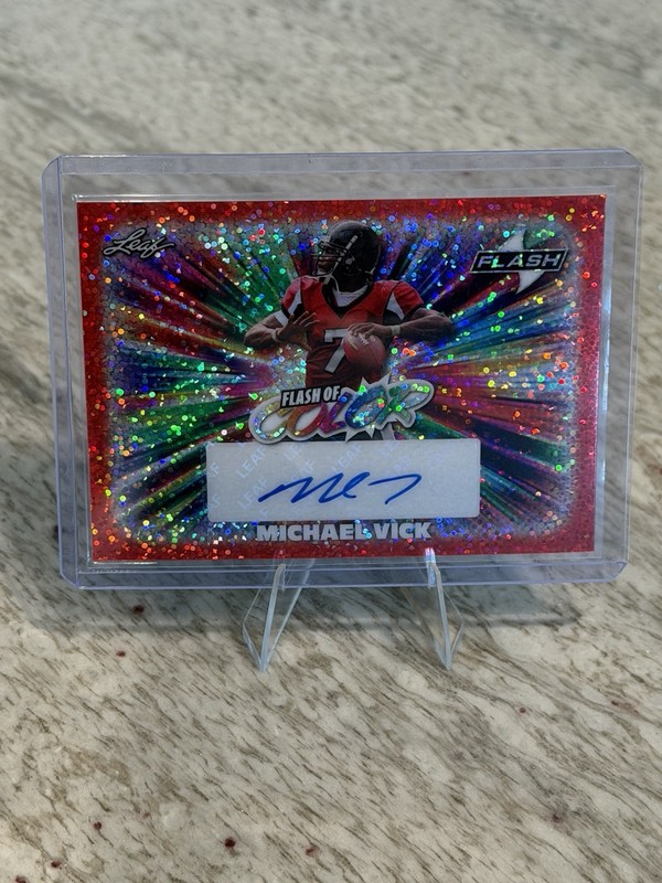 2025 Leaf Flash Michael Vick Flash of Color Red Sparkle Auto 1/1 One of One