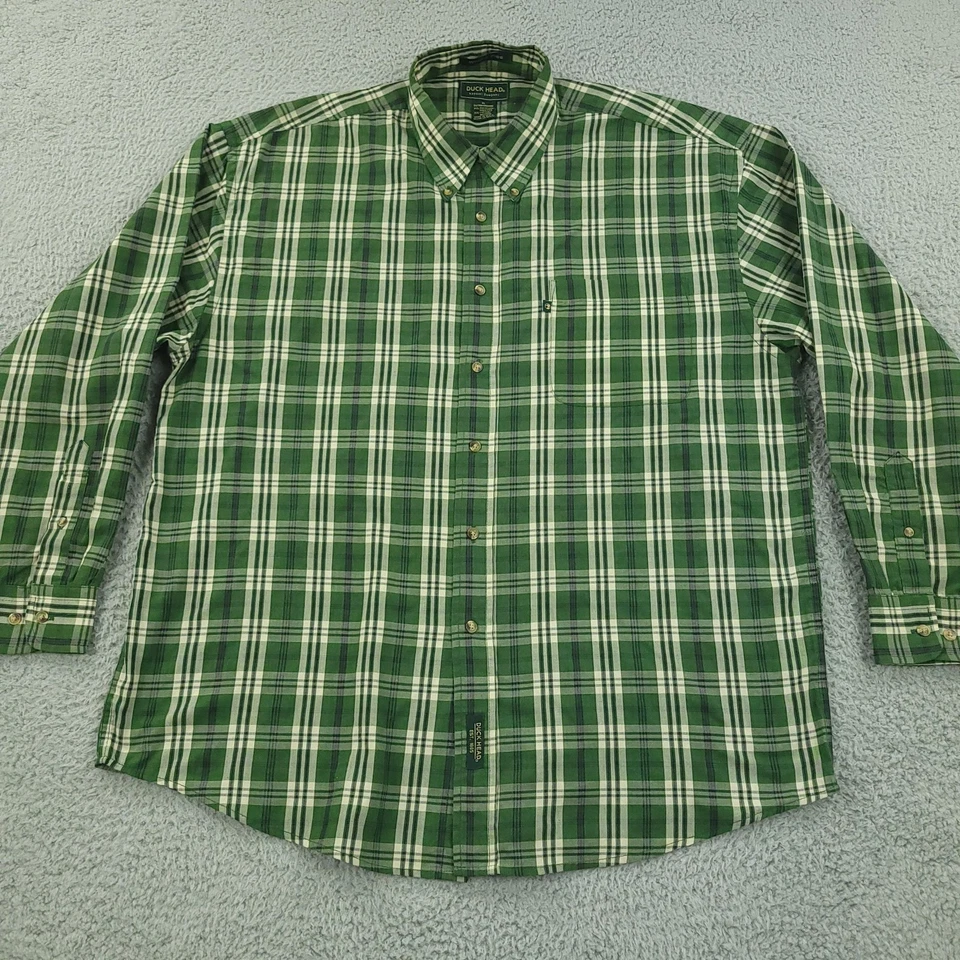 Duck Head Shirt Mens XL Green Plaid Button Down Wrinkle Free Classic Casual - Image 3 of 4