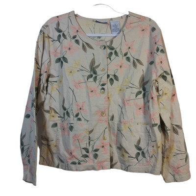 Erika & Co Vintage Neutral Floral Linen Jacket Shacket Size M