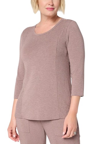 Modern Soul Women's Jersey & Rib Mixed Tee w/ Support System Taupe