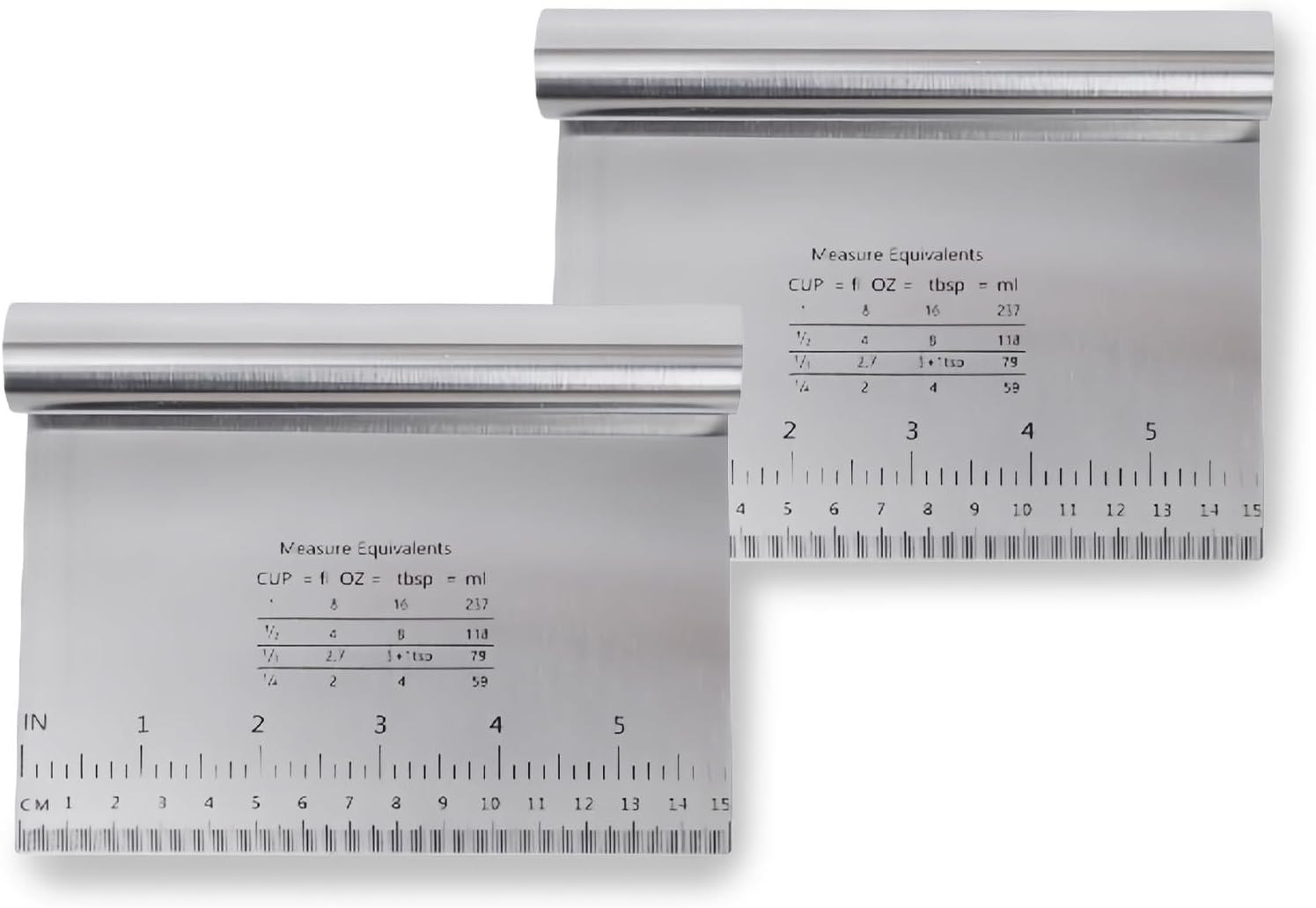 2 Pack Bench Scraper & Dough Scraper, Stainless Steel Multi-Purpose Tool with Co