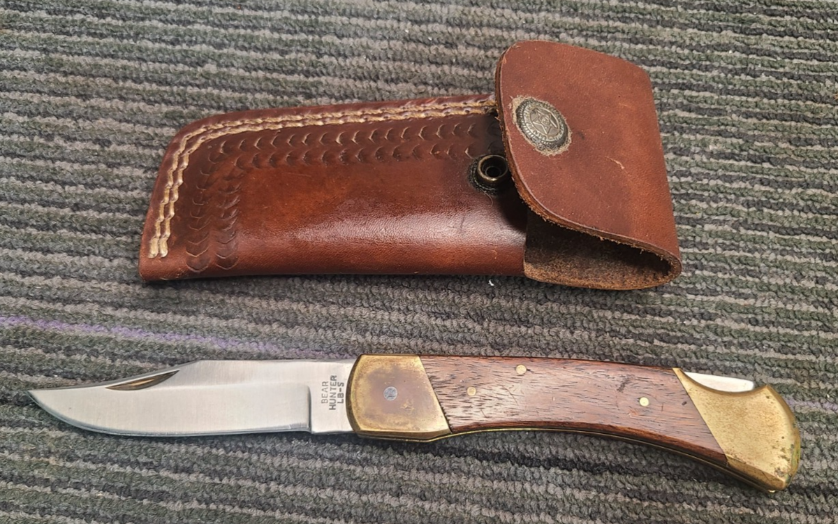 BEAR HUNTER LB-5 Lockback Knife SOLINGEN GERMANY 440 Steel Brass 