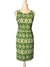 NINE WEST GREEN WHITE GEOMETRIC SHEATH DRESS SZ 4 EUC!