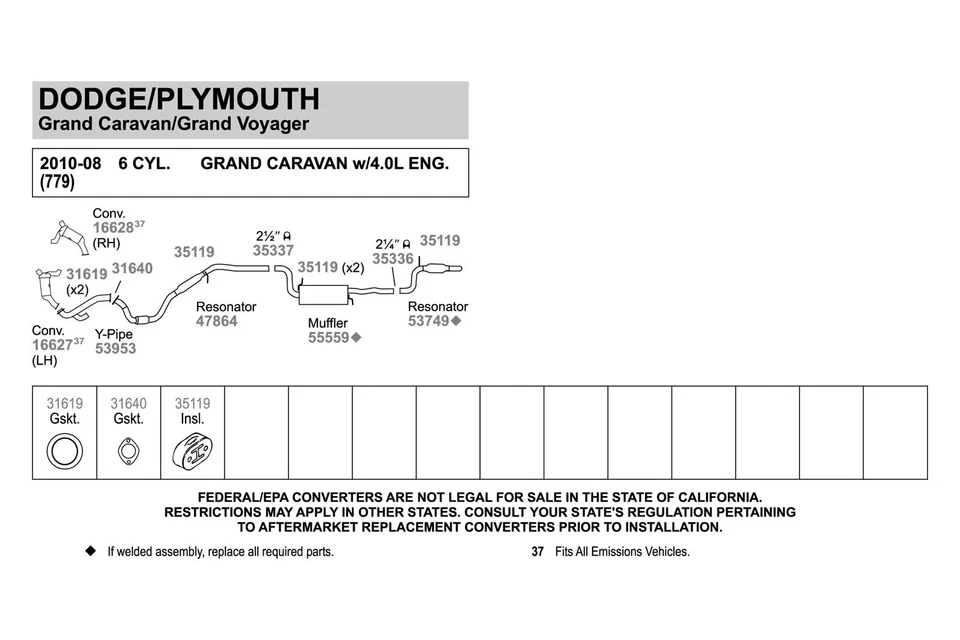 For Dodge Grand Caravan 08-10 Walker Aluminized Steel Round Resonator Assembly Foto 4 de 4
