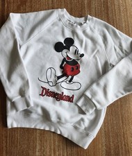 Disneyland Mickey Mouse Sweatshirt Small Crewneck Pullover Sweater White Disney