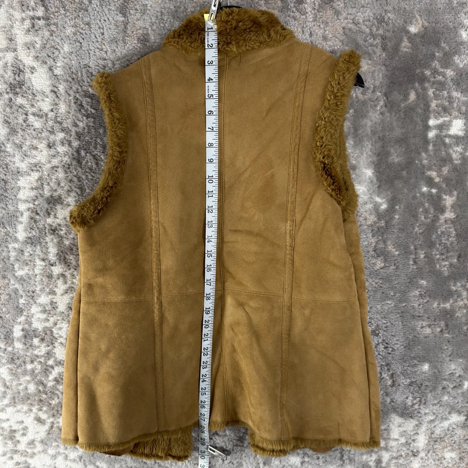 Tweeds Size L Faux Suede Fur Outdoor Vest Brown Sleeveless Casual - Image 3 of 4