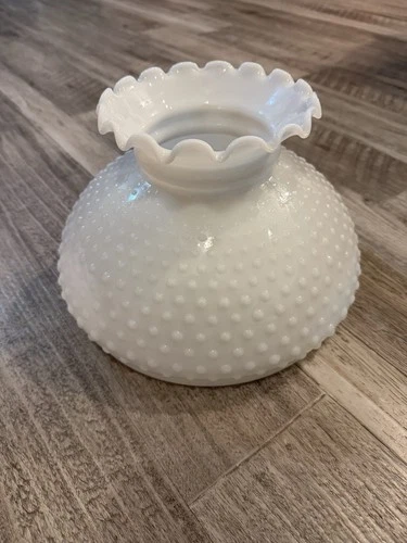 Fenton Hobnail White Milk Glass SHADE  fits 10" fitter ALADDIN LAMPS RAYO B&H #2